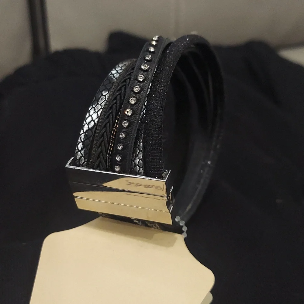 Black and Silver Multi-Layer Bracelet - Picture 7 of 7